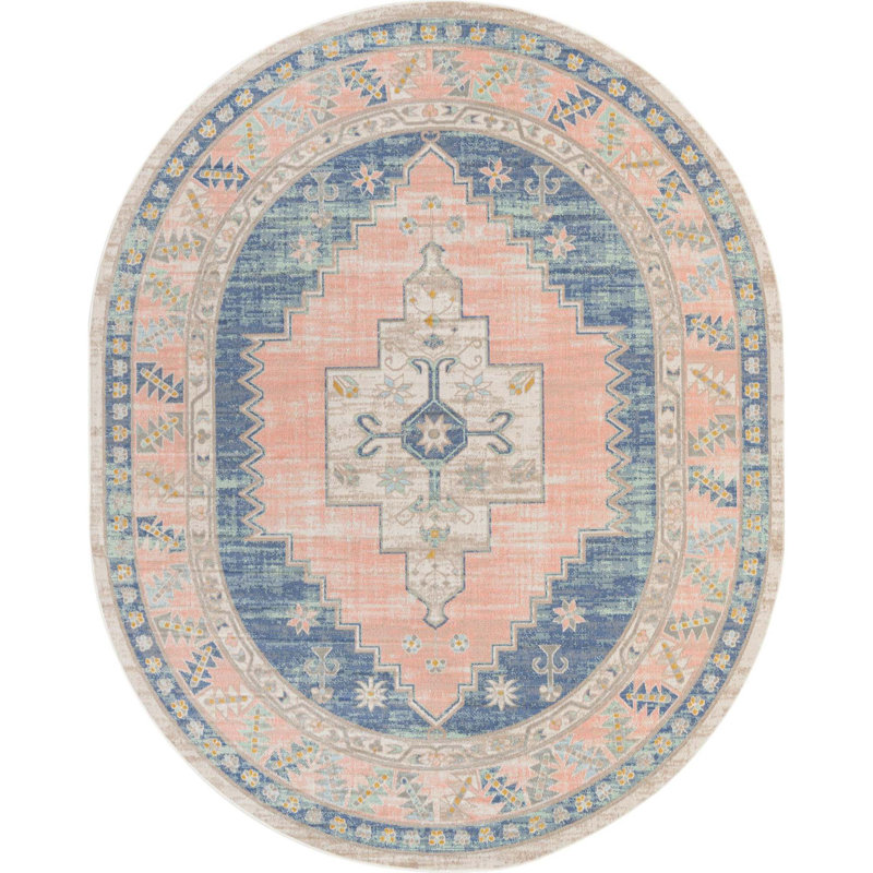 Tapis oriental bleu Shauntrelle, Ovale 8 pi x 10 pi