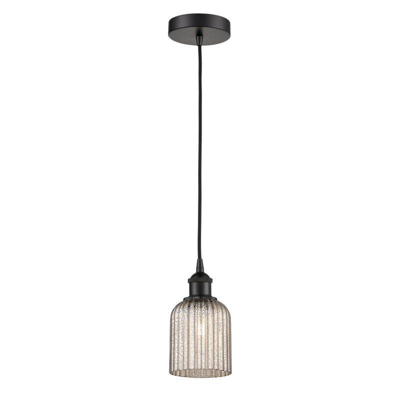 Edison Addeline 1 Light 5" Cord Hung, Satin Nickel, Metallic Gray