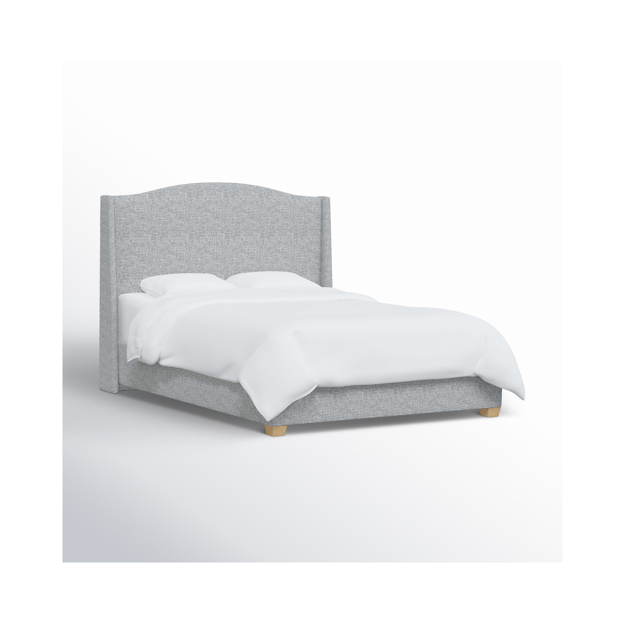 Allis Upholstered Wingback Bed, Zuma Pumice Textured Linen, King