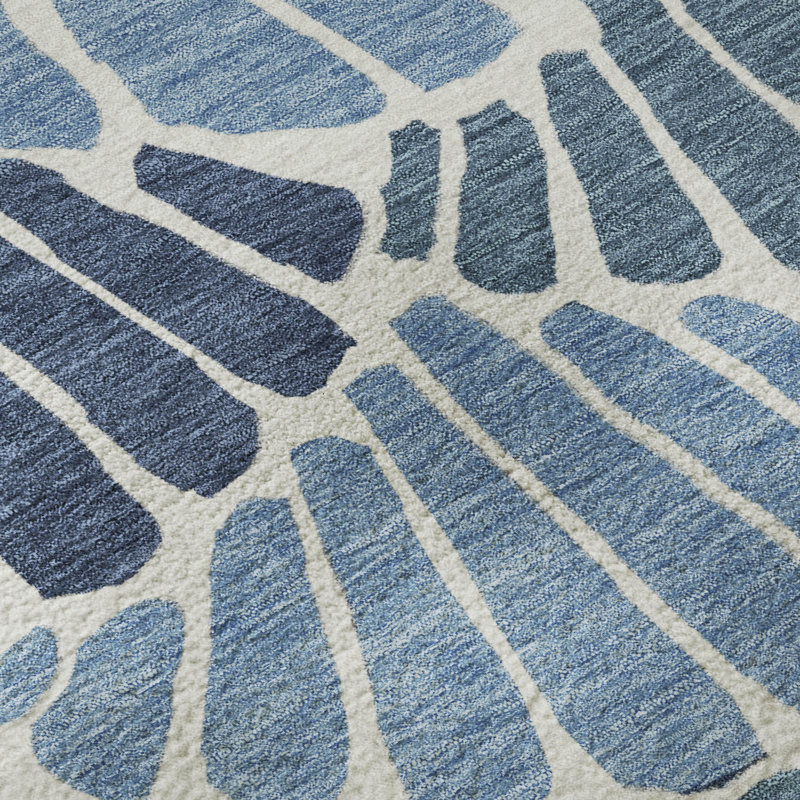 Tapis floral lavable à la machine de qualité supérieure Mayfield AMF2384, Bleu, 5 pi x 7 pi 6 po