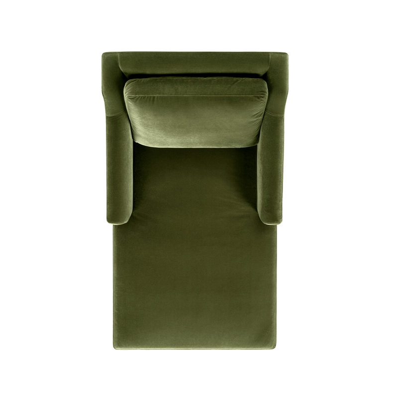 Chaise longue rembourrée 60 po Josephine, Velours vert olive