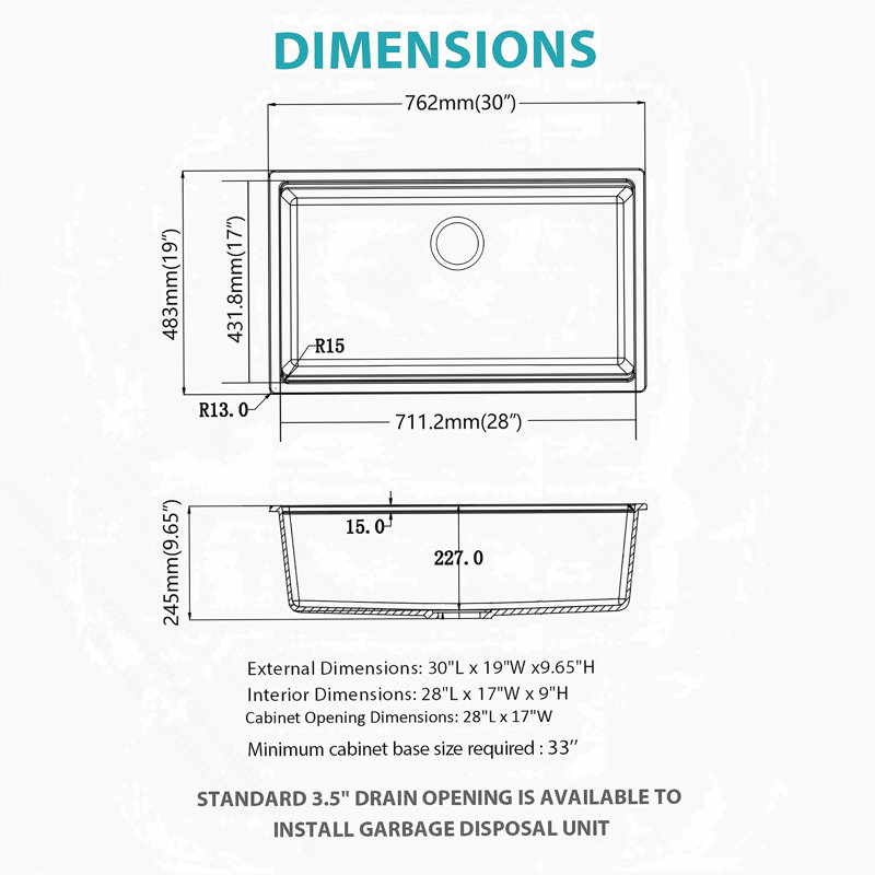 Kitchen Sink, Undermount Single Bowl Kitchen Sink
