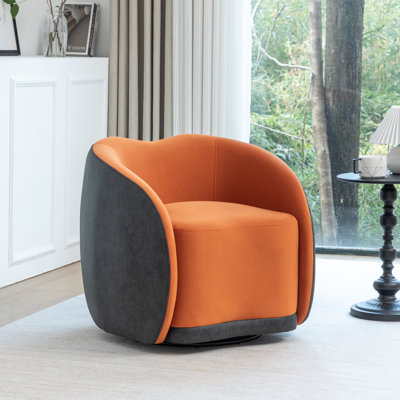 Aastha Velvet Upholstered Swivel Barrel Chair