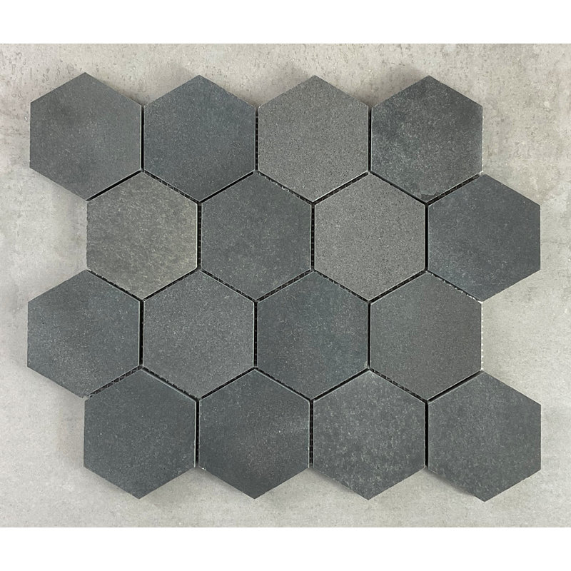 3" x 3" Marble Honeycomb Mosaic Wall and Floor Tiles, Andesite Gray