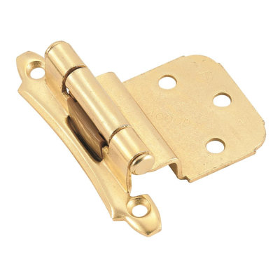 Brixwell BXC38297 Inset Face Frame Self Closing Cabinet Hinge Pair, 2-3/4" Length, 3/8" Inset, Bright Brass Finish