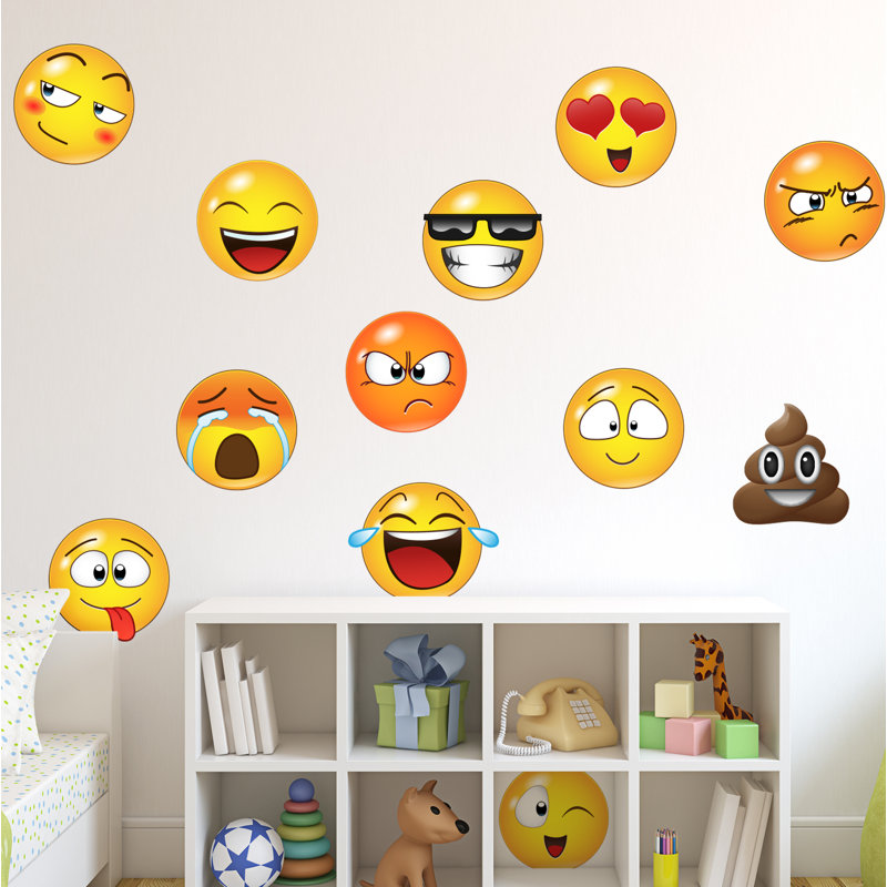 Adhésif décoratif emoji faces, H 6 po x l 6 po