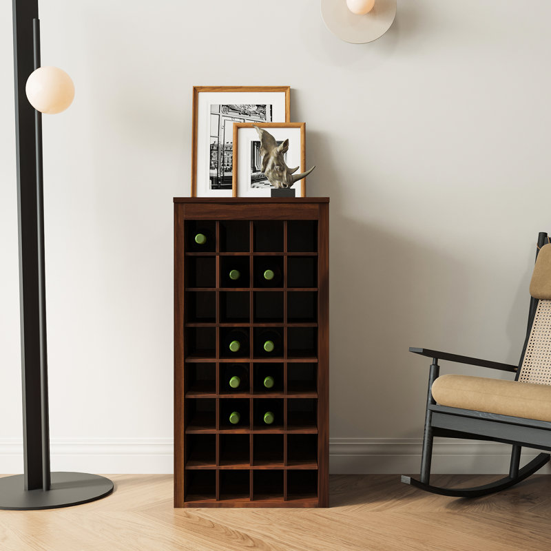 Ailey 32 Modular Buffet Cabinet In Dark Brown Walnut - Wine Enthusiast's Choice For 32 Bottles Storage Unit