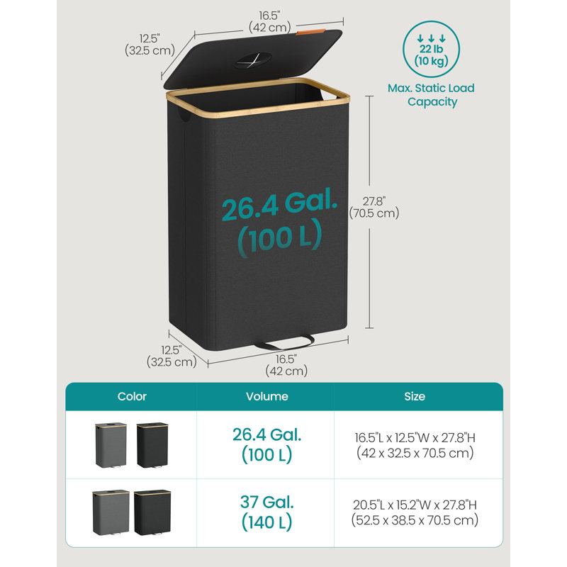 Recycling Bin, 26.4 Gal. Bottle Recycling Container, Deposit Bottle Collection Bin, For Metal, Plastic, Paper, Glass, Inner Bag With Handles, Kitchen