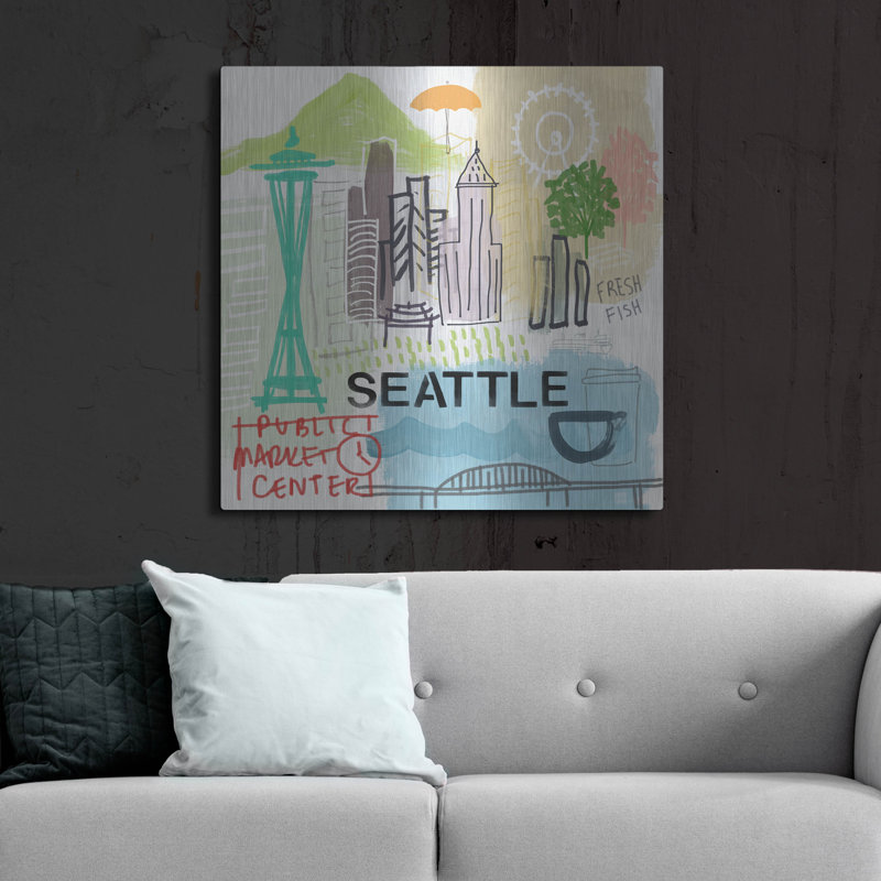 " Seattle " by Linda Woods, 36" H x 36" W