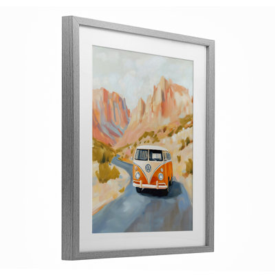 «Van Life Desert Canyon», impression sous verre encadrée, design par The Prints Vibe