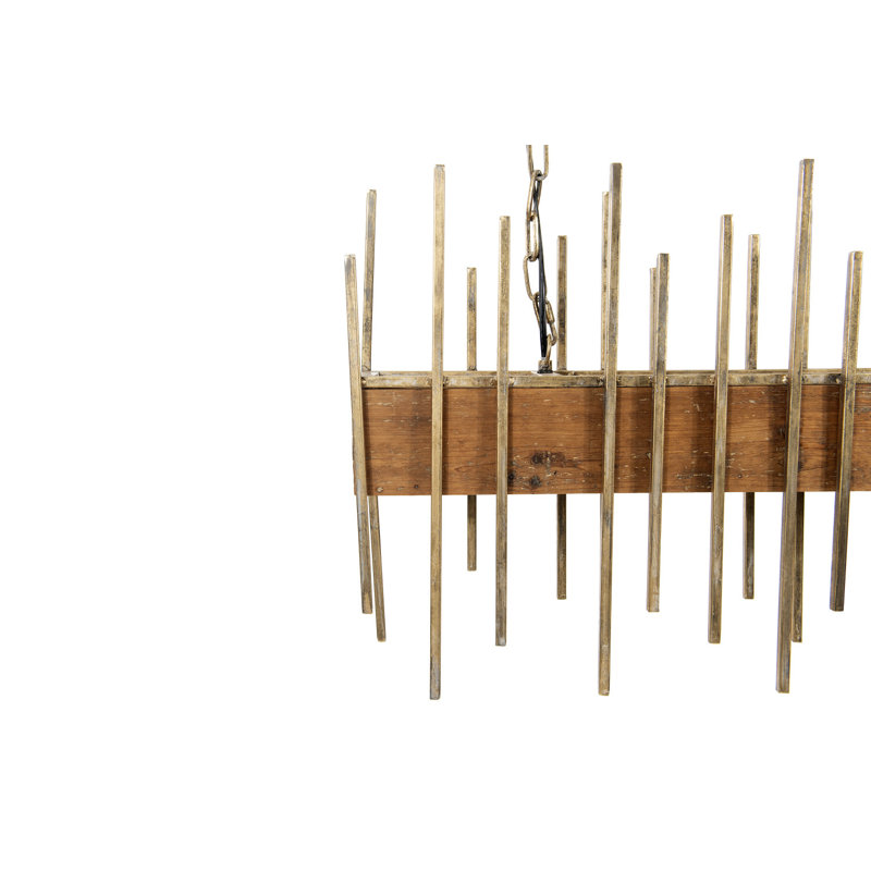 Rustic Wood and Metal Rod Chandelier