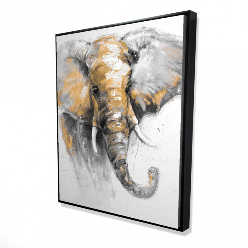«Beautiful Golden Elephant» sur toile, H 60 po x l 48 po