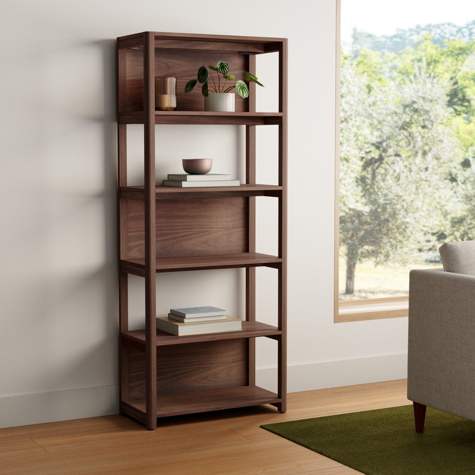 Versa 32" Acacia Bookcase, Walnut