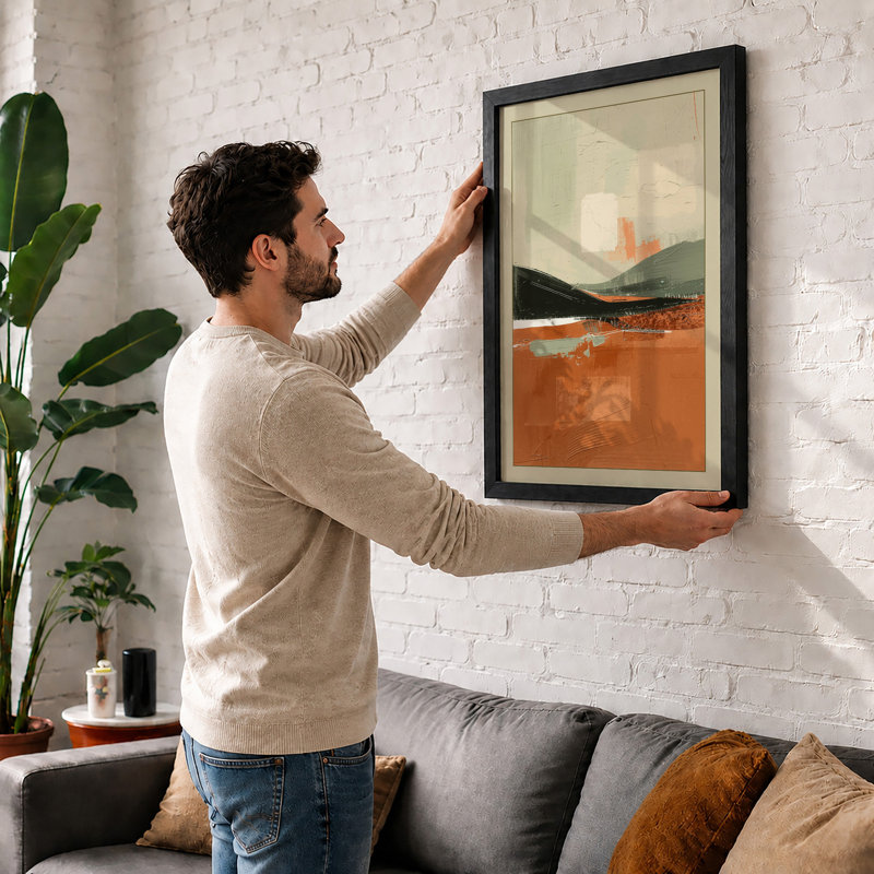 Rust Horizon Minimalist - Framed Print, Walnut, A3 - 42.0 x 29.7 cm