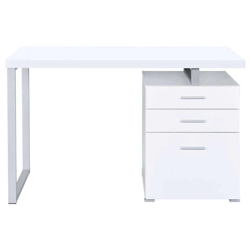 3 bureaux réversibles en blanc, rehaussant la fonctionnalité de votre blanc moderne avec 3 tiroirs et une surface généreuse