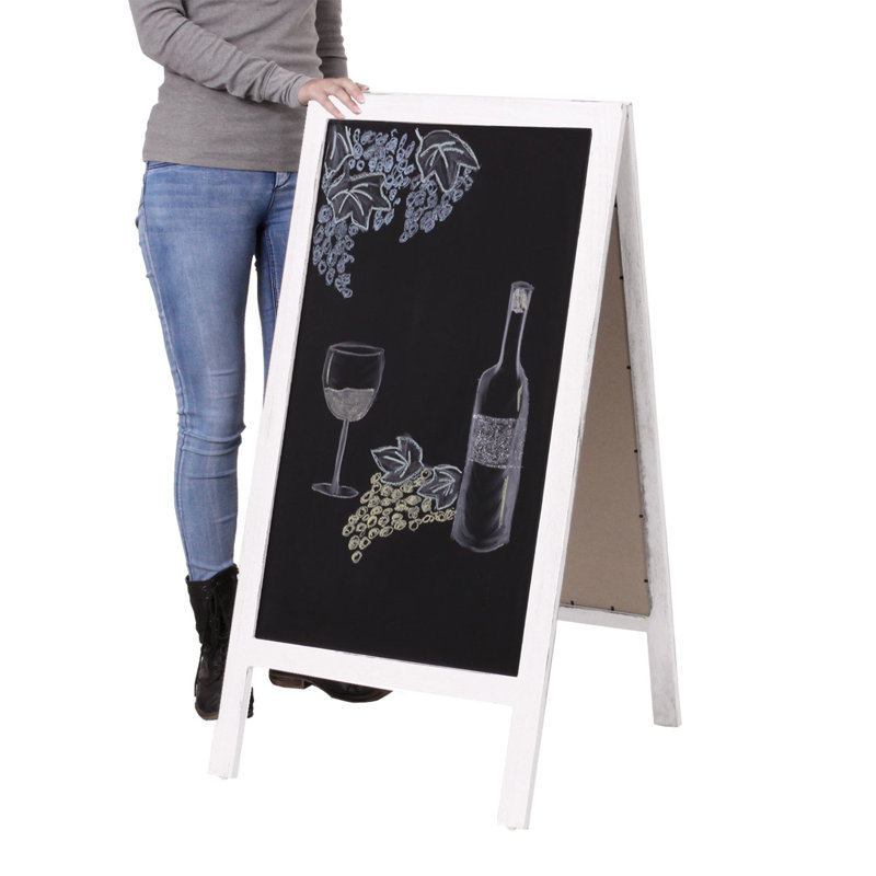 HWC-C17 Free Standing Chalkboard, White/Beige