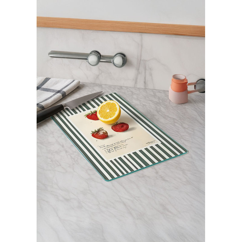 Durable Tempered Glass Cutting Board, 7.9 x 11.8 inches | 100% Antibacterial, Non-Slip Silicone Feet | Easy Clean Surface, Perfect for Food Prep & Kitchen Use, Not Dishwasher, Microwave, or Oven Safe