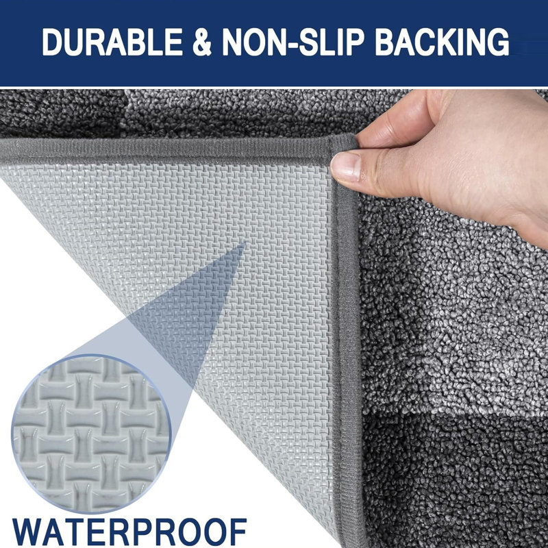 Non-Slip Geometric Doormat, Gray