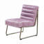 Chaise avec accoudoirs d'appoint en cuir véritable rose chaud et base métallique pour salon et salle à manger