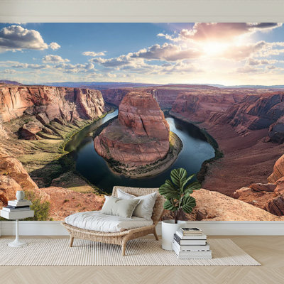 Peel and Stick Wallpaper 96" W x 69" H Modern Self Adhesive Wall Mural for Bedroom Horseshoe Bend Sunset Colorado River Arizona