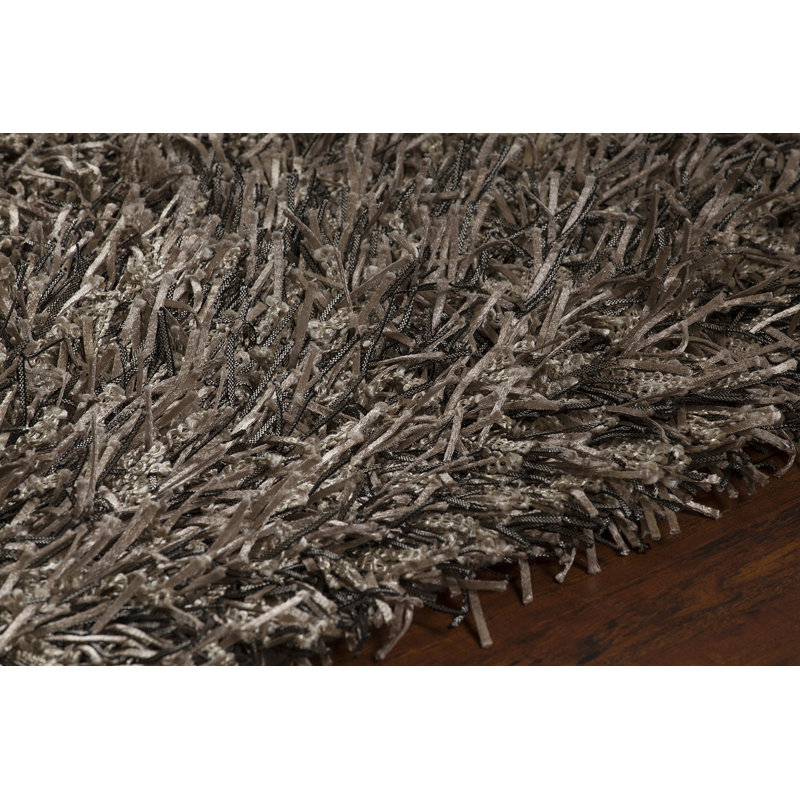 Breeze Hand Woven Shag Area Rug, Brown/Cream, Rectangle 2' x 3'
