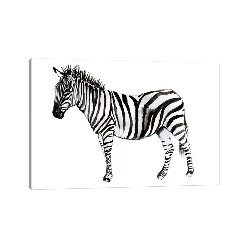 Standing Zebra II by Jennifer Goldberger - Wrapped Canvas Gallery-Wrapped Canvas Giclée, 20.32 cm H x 30.48 cm W