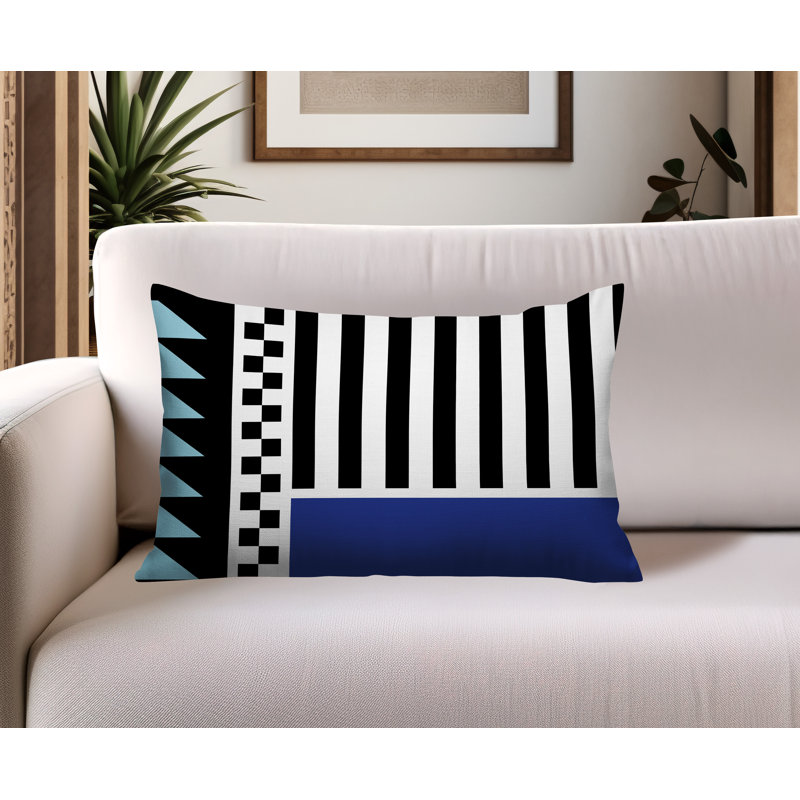 Oreiller rectangulaire réversible intérieur / extérieur Kaleido, Rectangulaire H 14 po x l 20 po, Marine