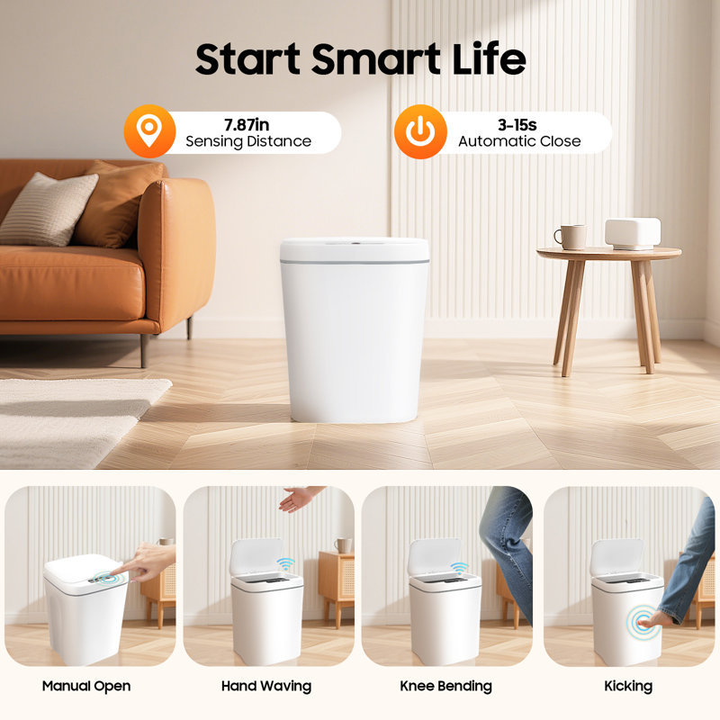 16L/4.23 Gallon Automatic Touchless Trash Can with Lid
