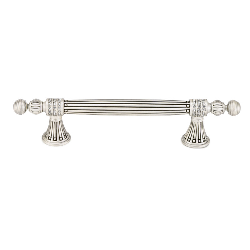 CHESAPEAKE  5" C TO C PULL; DECORATED WITH SWAROVSKI® CLEAR CRYSTAL; MATTE SILVER FINISH