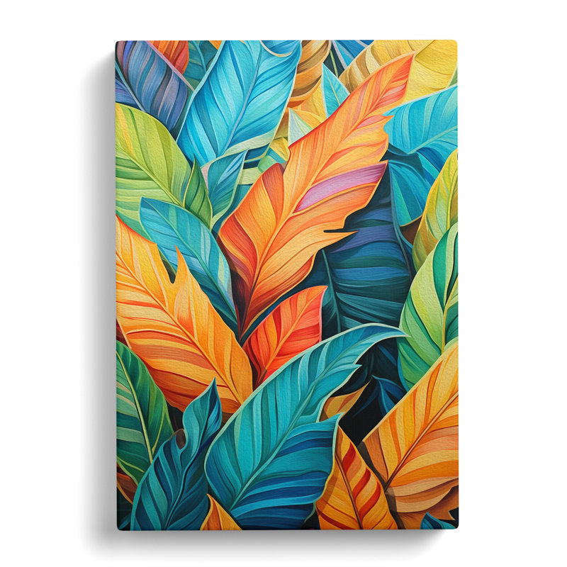 Tropical Leaf Colour Field - No Frame Art Prints - Wrapped Canvas, 60cm H x 40cm W x 3cm D