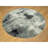 8'x8' Ebony Black Abstract Design Wool and Silk Hand Knotted Round Rug
