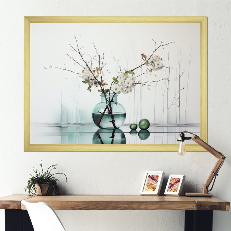 Reflections and Simplicity Vase II sur toile, H 24 po x l 32 po x P 1 po, Cadre doré à une seule photo