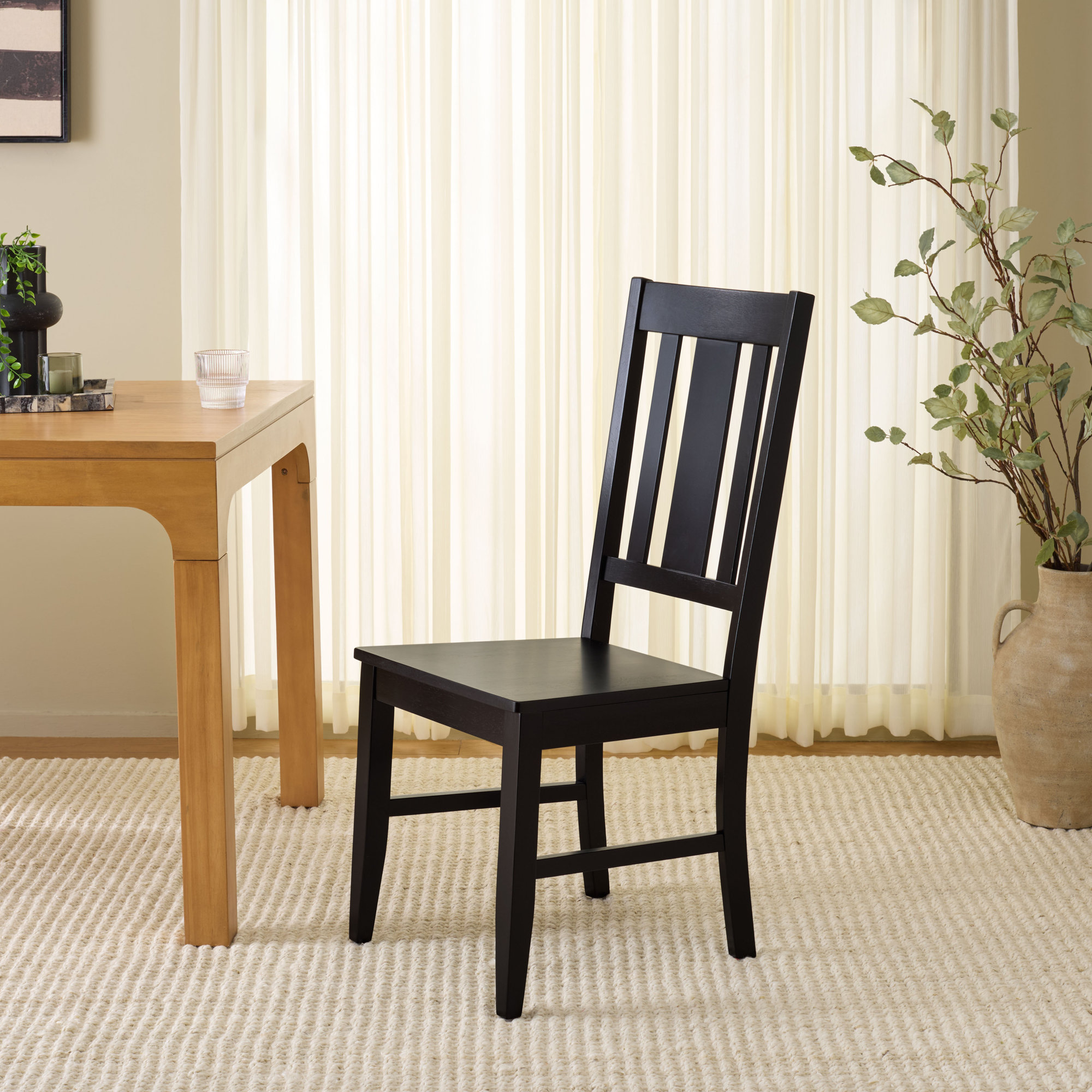 Sam Slat Back Side Chair, Black