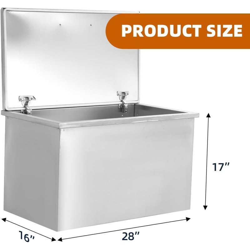 Drop in Ice Chest, Stainless Steel Commercial Ice Bin with Hinged Cover, Outdoor Kitchen Ice Bar for Drinks
