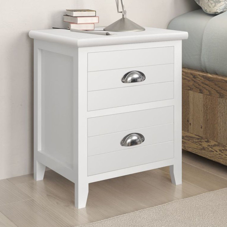 Worcester 38cm W Solid + Manufactured Wood Bedside Table, White