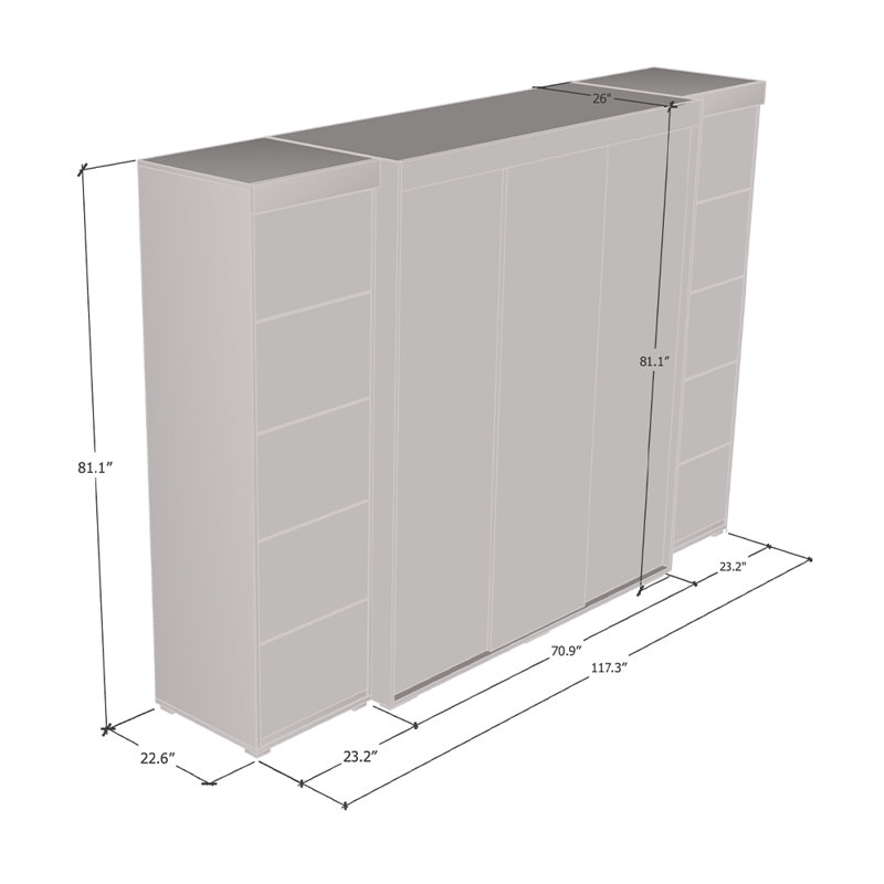 Armoire 117,3 "avec 1 miroir Aria, Blanc