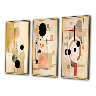 «Beige Geometric In Motion IV», 3 pièces