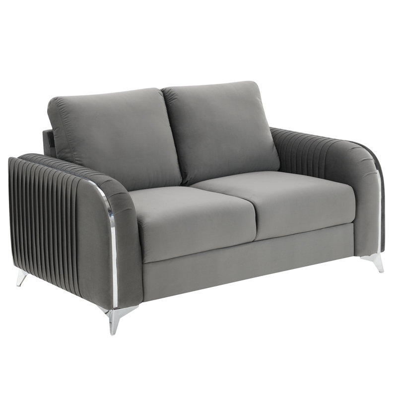 Causeuse en velours gris Wenona