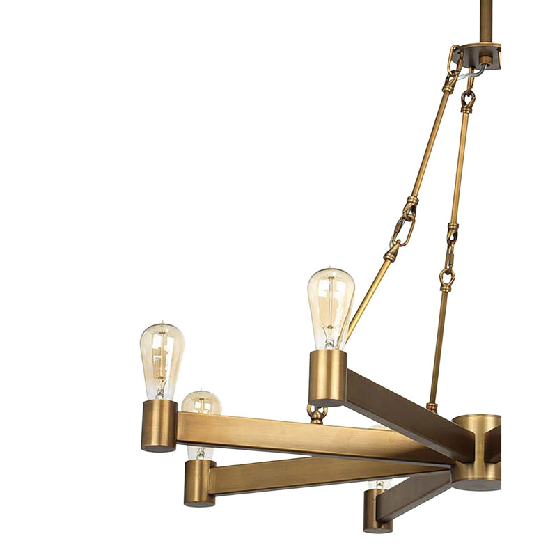 Antique Brass 8-Light Starburst Metal Chandelier
