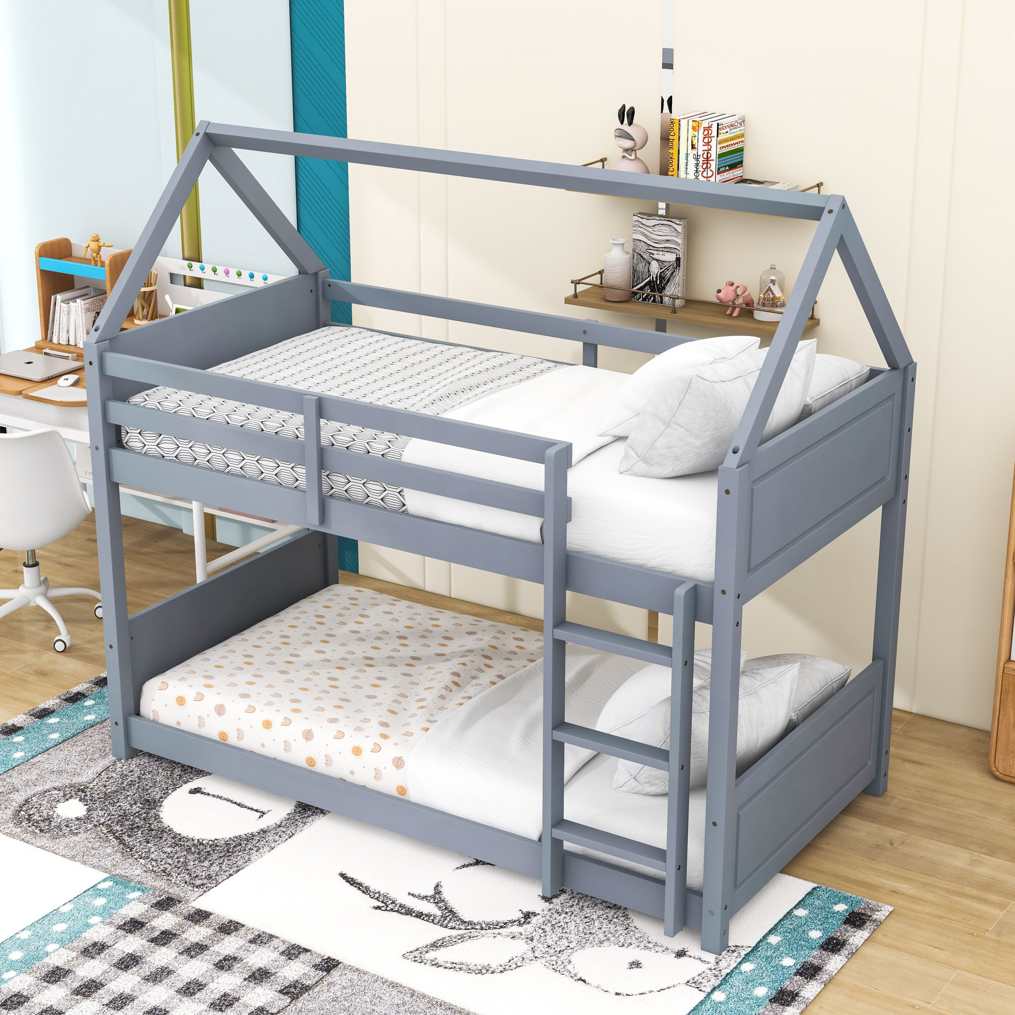 Harper Orchard Twin Over Twin Wood Bunk Bed With Ladder - Wayfair Canada