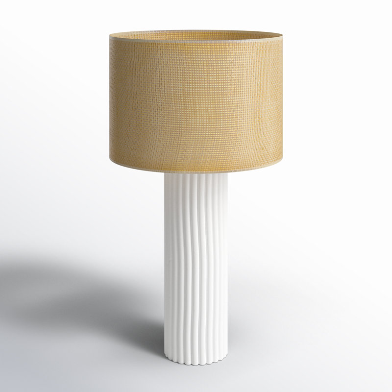 Lampe de table en céramique Aldreth, Blanc côtelé, H 28,75 po x l 15,5 po x P 15,5 po
