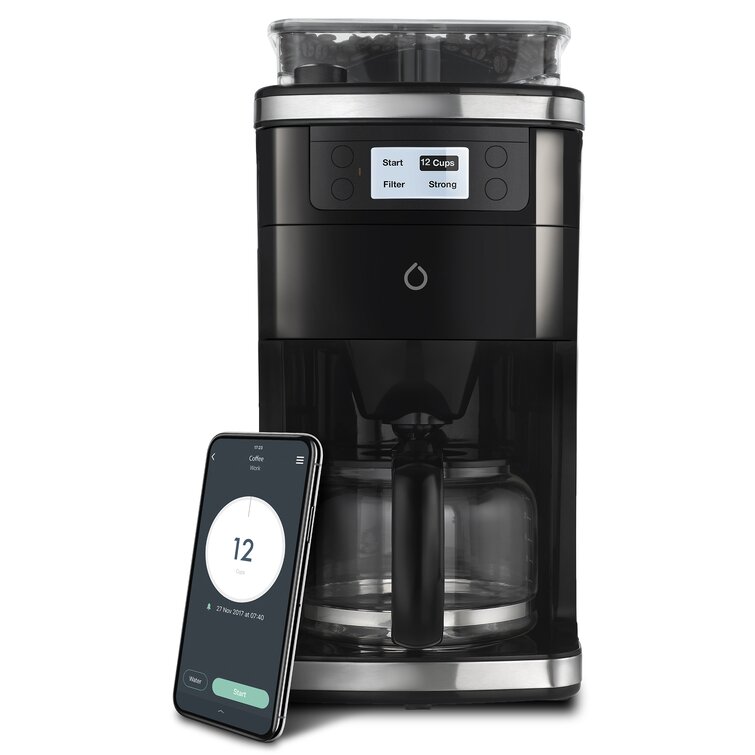 Smart Coffee Machine Works with Alexa Smart Coffee Maker, Programmable, 12  Cup Capacity, Black and Stainless