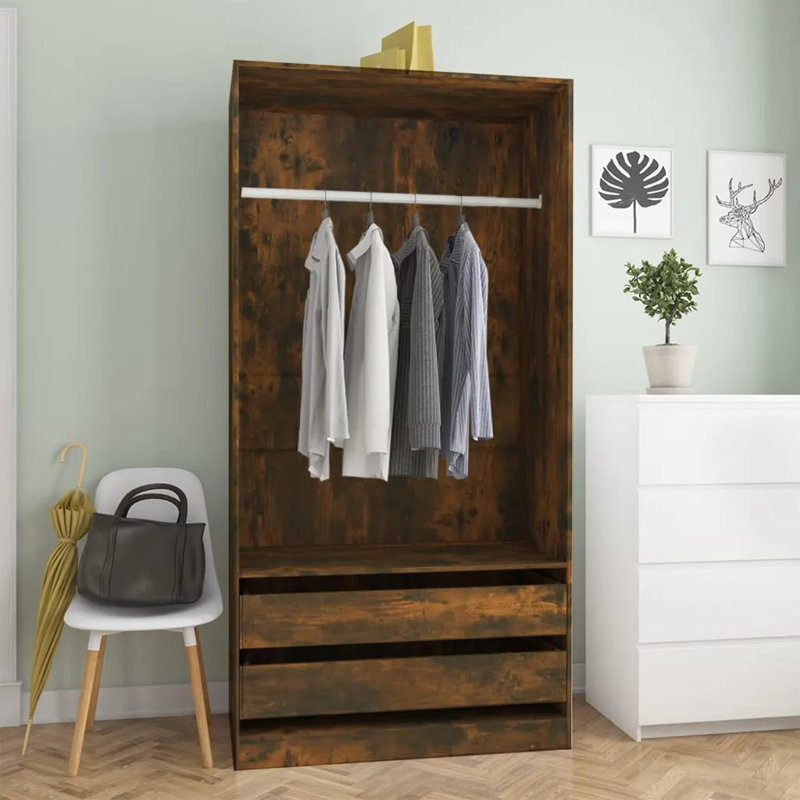 Adiel Manufactured Wood Wardrobe, Smoked Oak