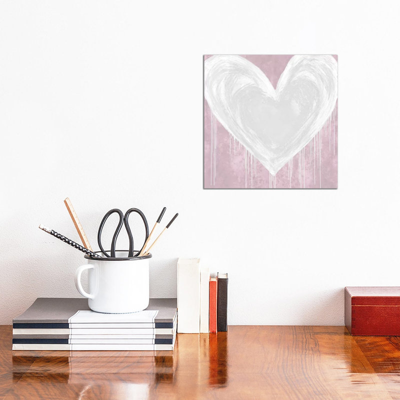 Big Hearted White On Pink by Lindsay Rodgers - Wrapped Canvas Print, 30.48 cm H x 30.48 cm W