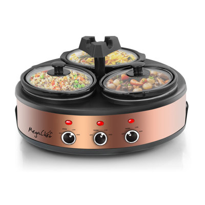 Cuiseur de buffet en acier inoxydable triple rond et ovale 1,5 pinte