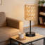 Ensemble de 2 lampes de table en rotin avec ports USB-C / USB-A / AC et 3 ampoules à DEL à intensité variable, lampe de table de chevet à chaînette pour chambre à coucher, salon ou bureau