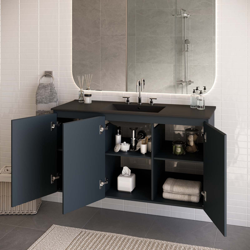 Ensemble de meuble-lavabo mural Bryn, gris, Noir
