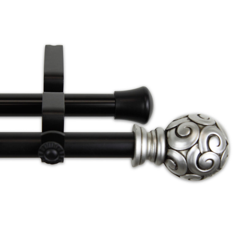 Tringle à rideaux double Margunde Finial, 28 po à 48 po