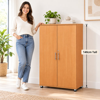 Wines Office Storage Cupboard, 2 Door Lockable 3 -Shelf Storage Cabinet