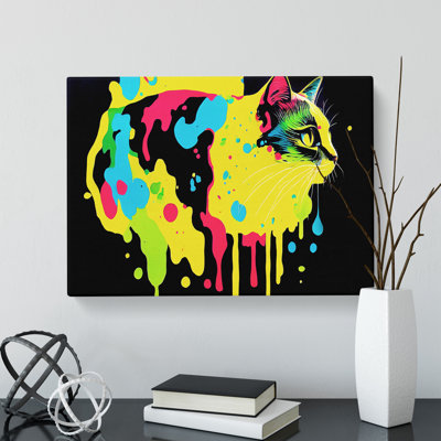 Dripping Paint Cat - Wrapped Canvas